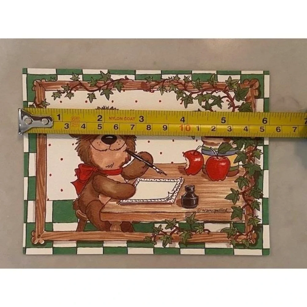 Suzy's Zoo Vintage 1994 Bear Writing Note Cards Set of 5 Blank Stationery Green